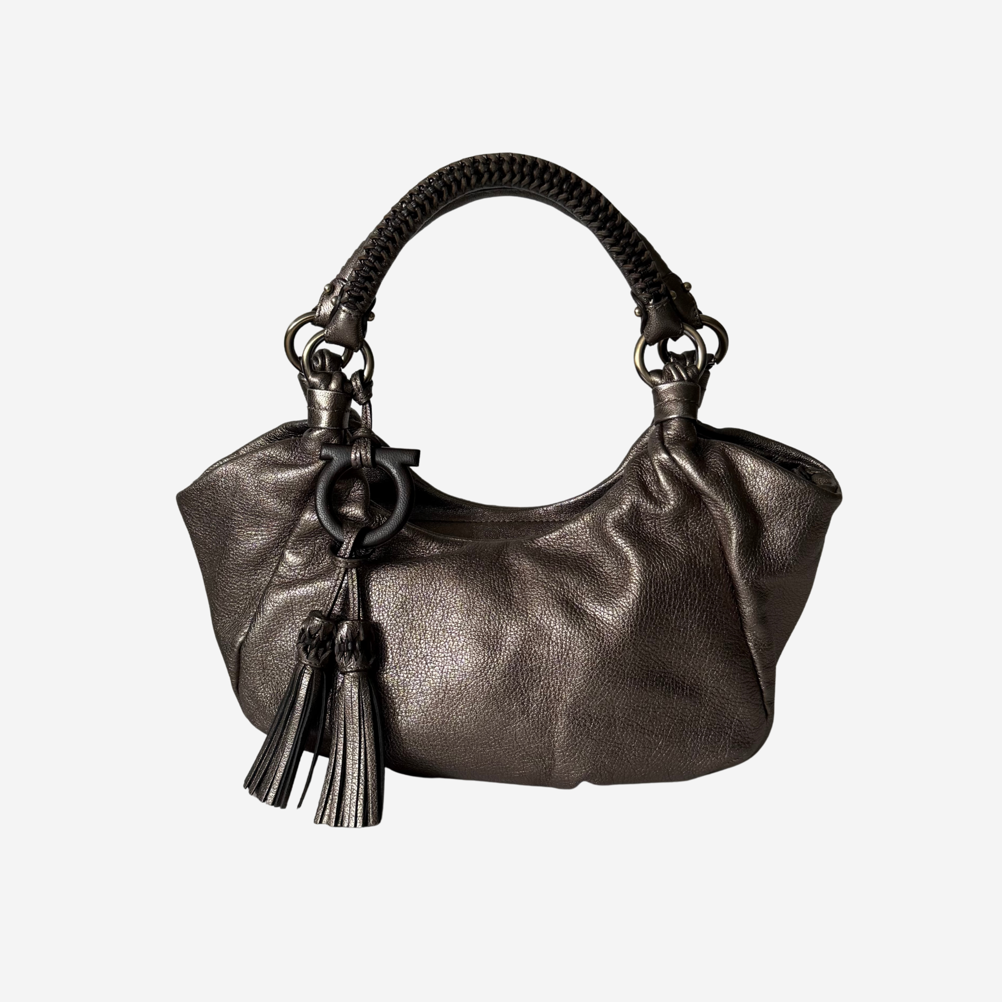 Metallic Top Handle Hobo