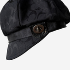 Coach Black Signature Jacquard Newsboy Cap