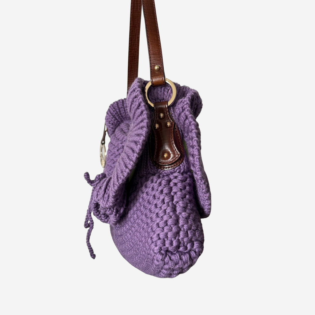 Fendi Wool Crocheted Chef Shoulder Bag