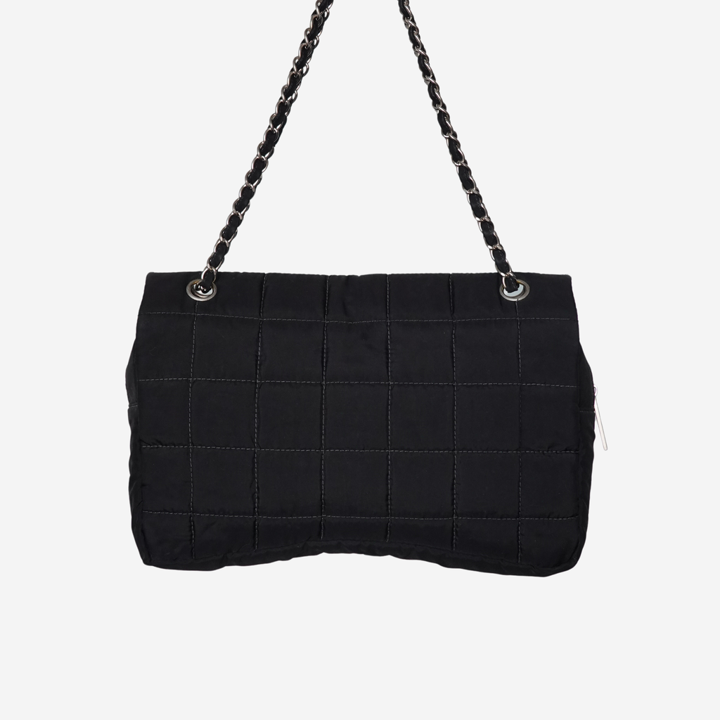 2002 Nylon Large Chocolate Bar Flap Bag