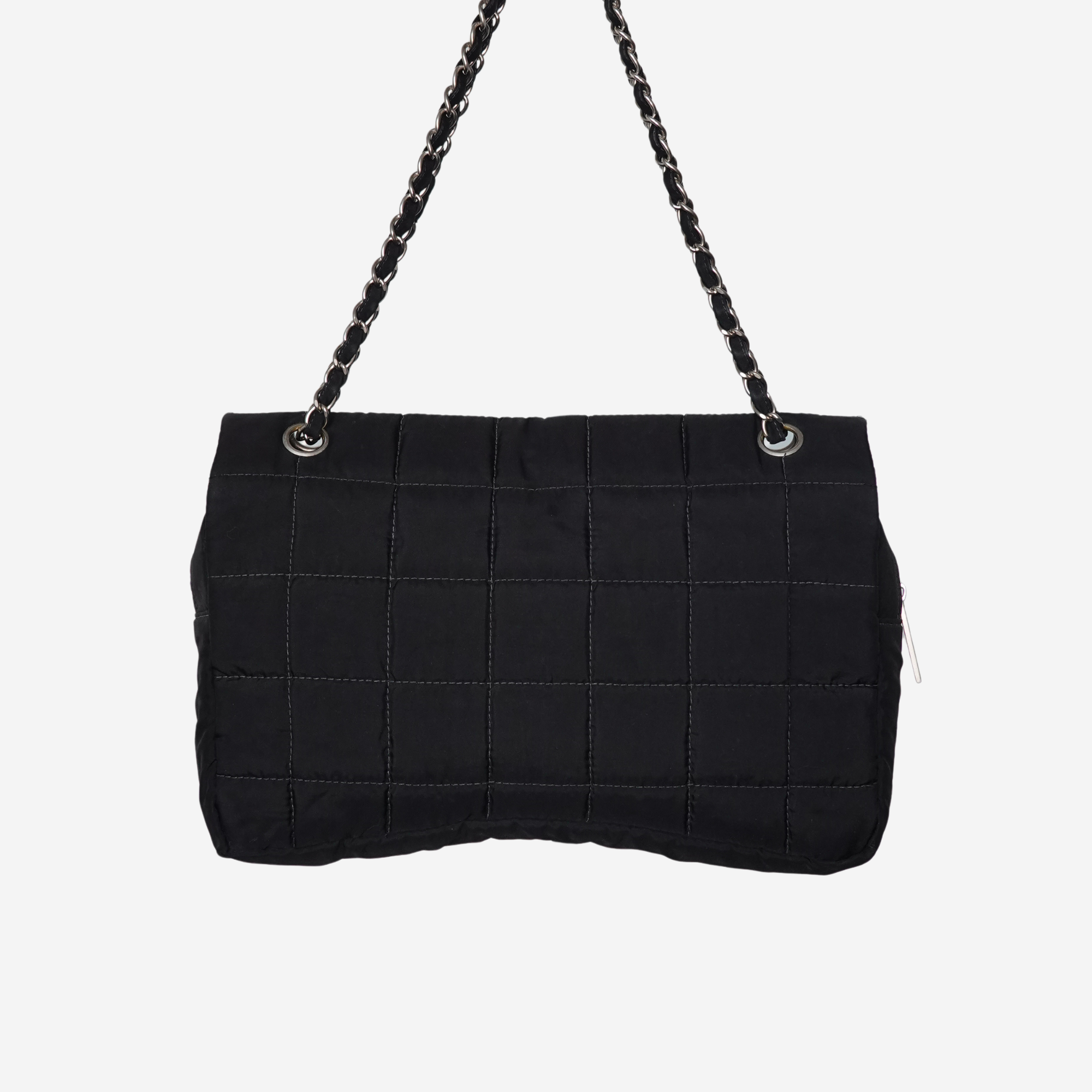 2002 Nylon Large Chocolate Bar Flap Bag