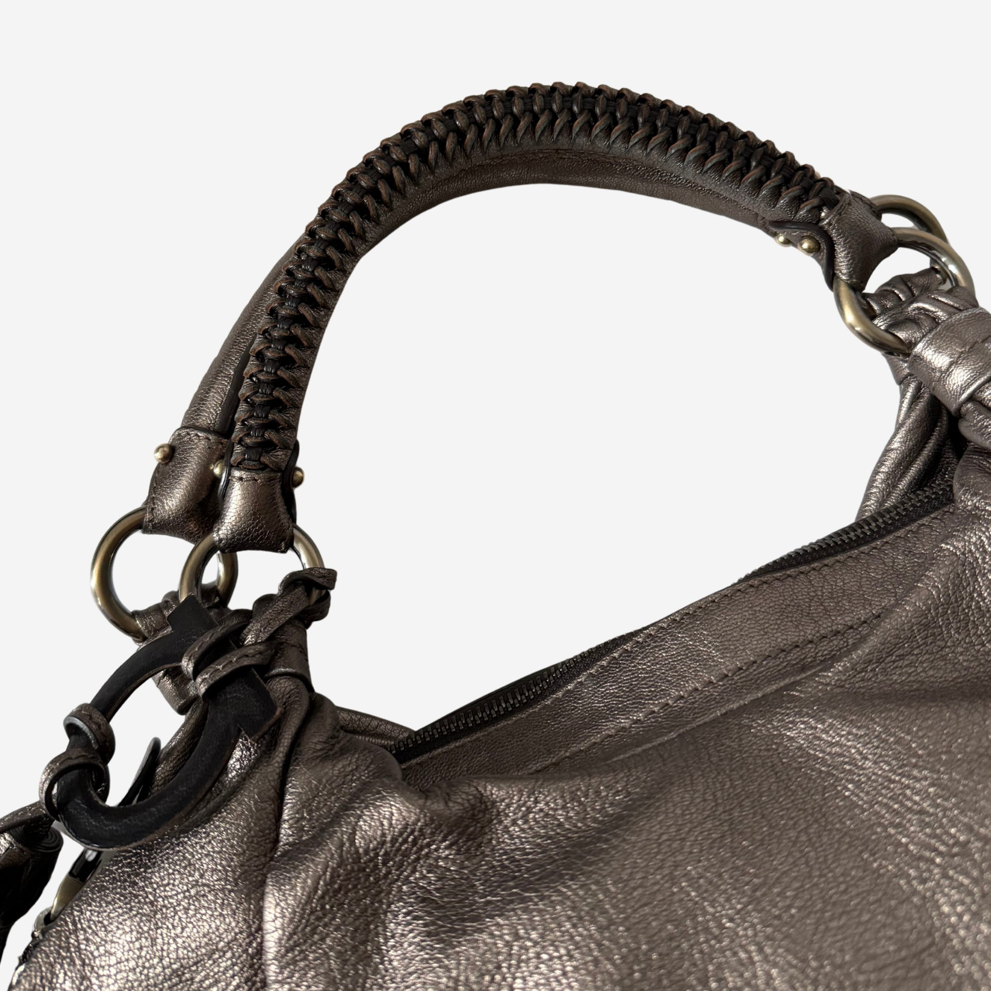 Metallic Top Handle Hobo