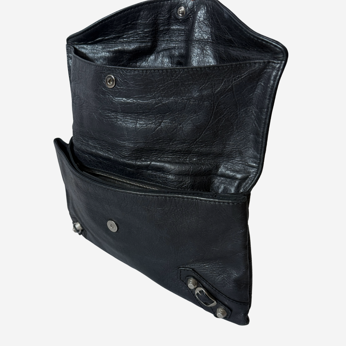 Balenciaga 2012 Black Giant 12 Envelope Clutch