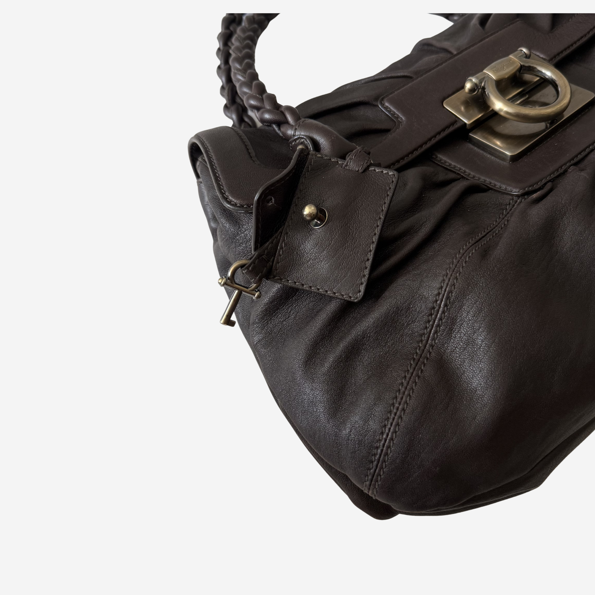 Braided Handle Shoulder Bag