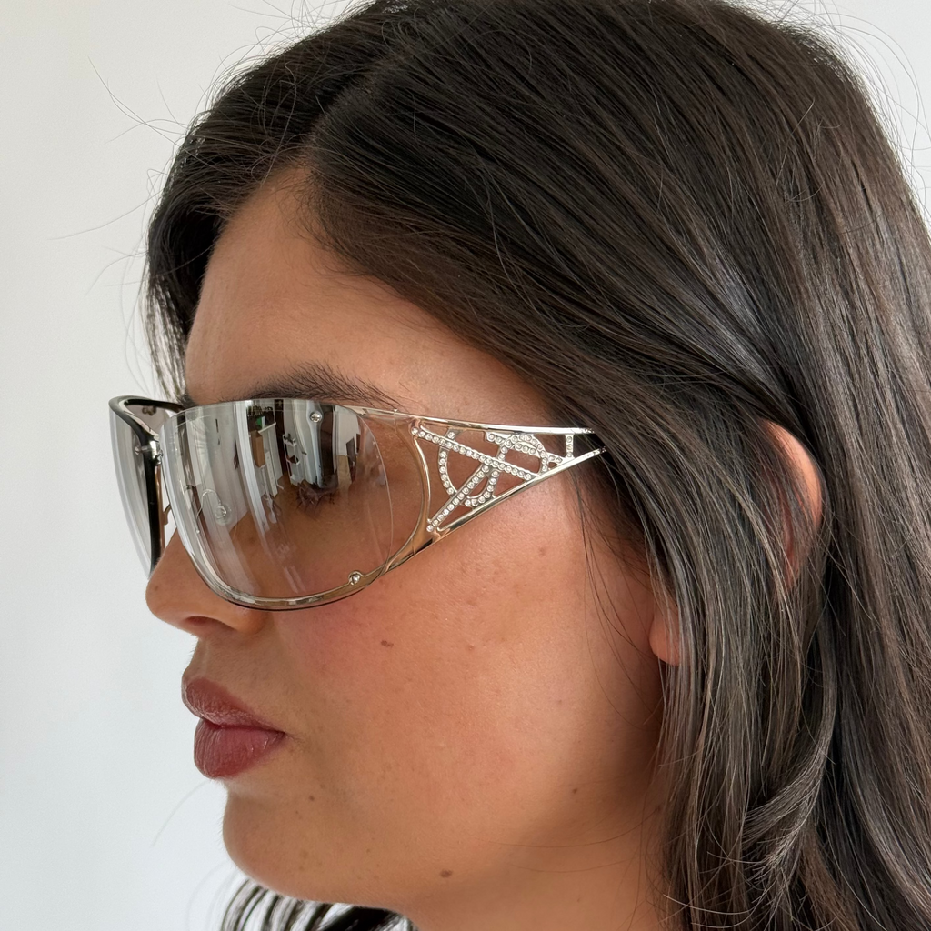 Yves Saint Laurent Rhinestone Shield Sunglasses