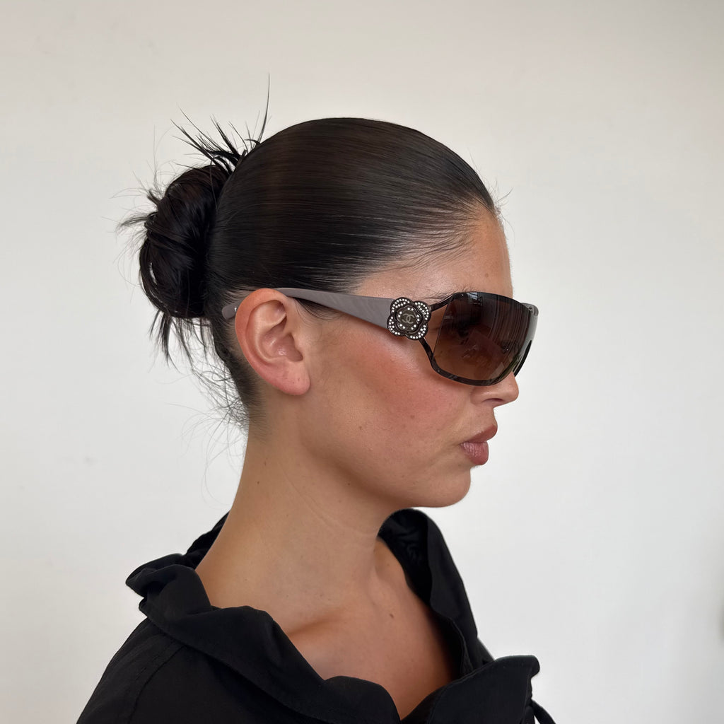 Chanel 4164-B Camellia Crystal Shield Sunglasses