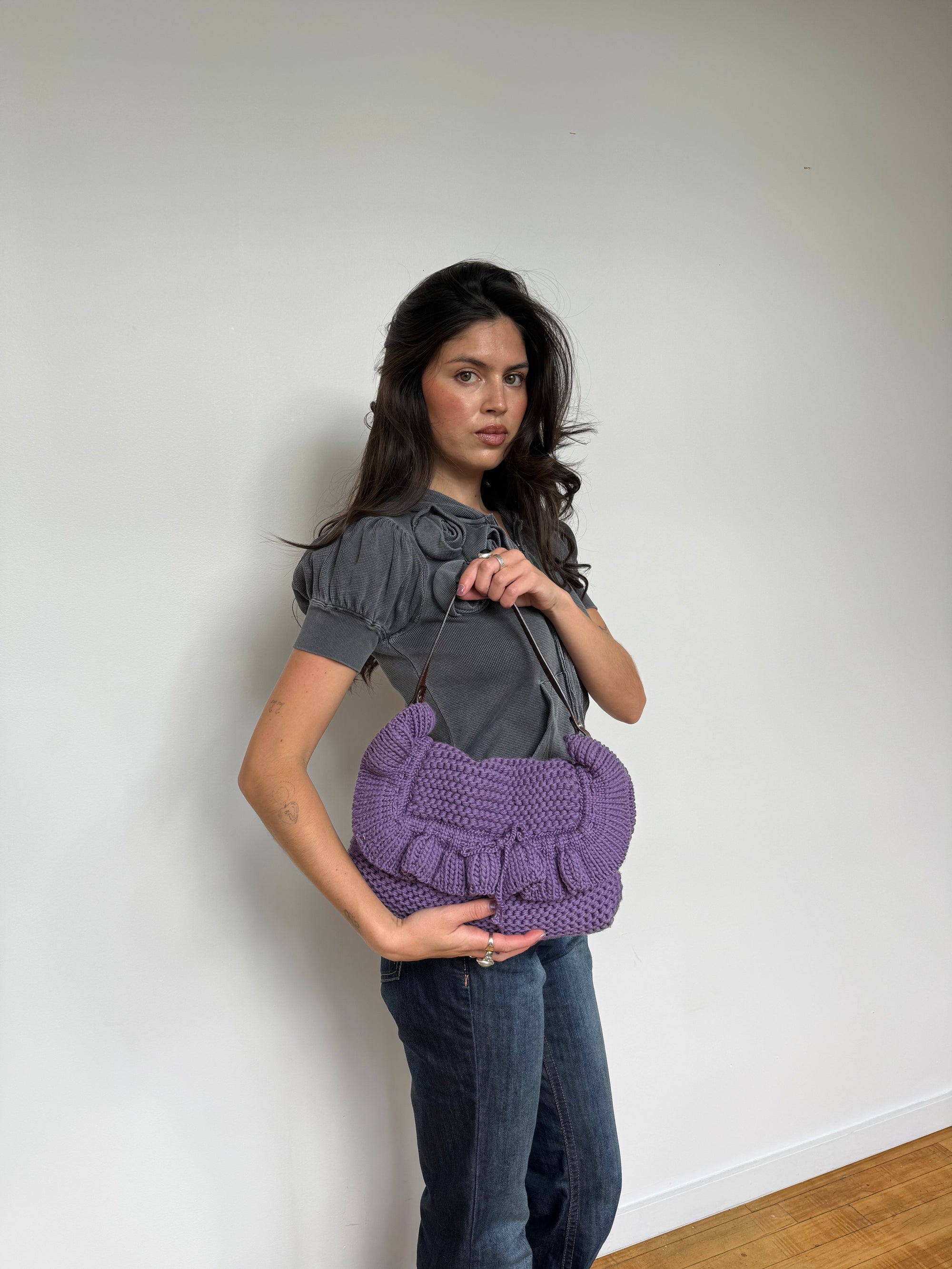 Fendi Wool Crocheted Chef Shoulder Bag