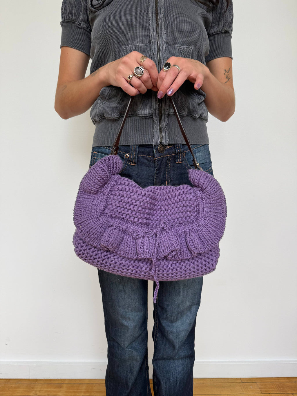 Fendi Wool Crocheted Chef Shoulder Bag