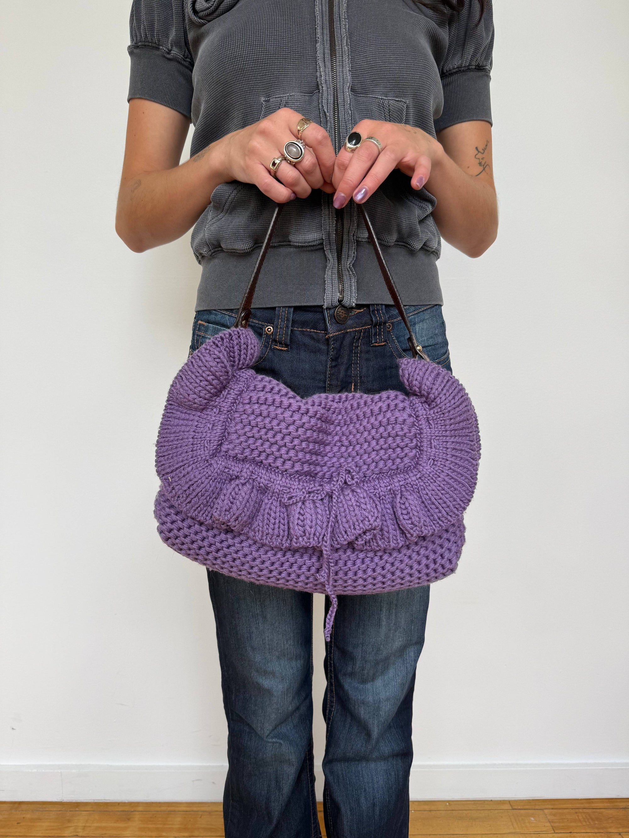 Fendi Wool Crocheted Chef Shoulder Bag
