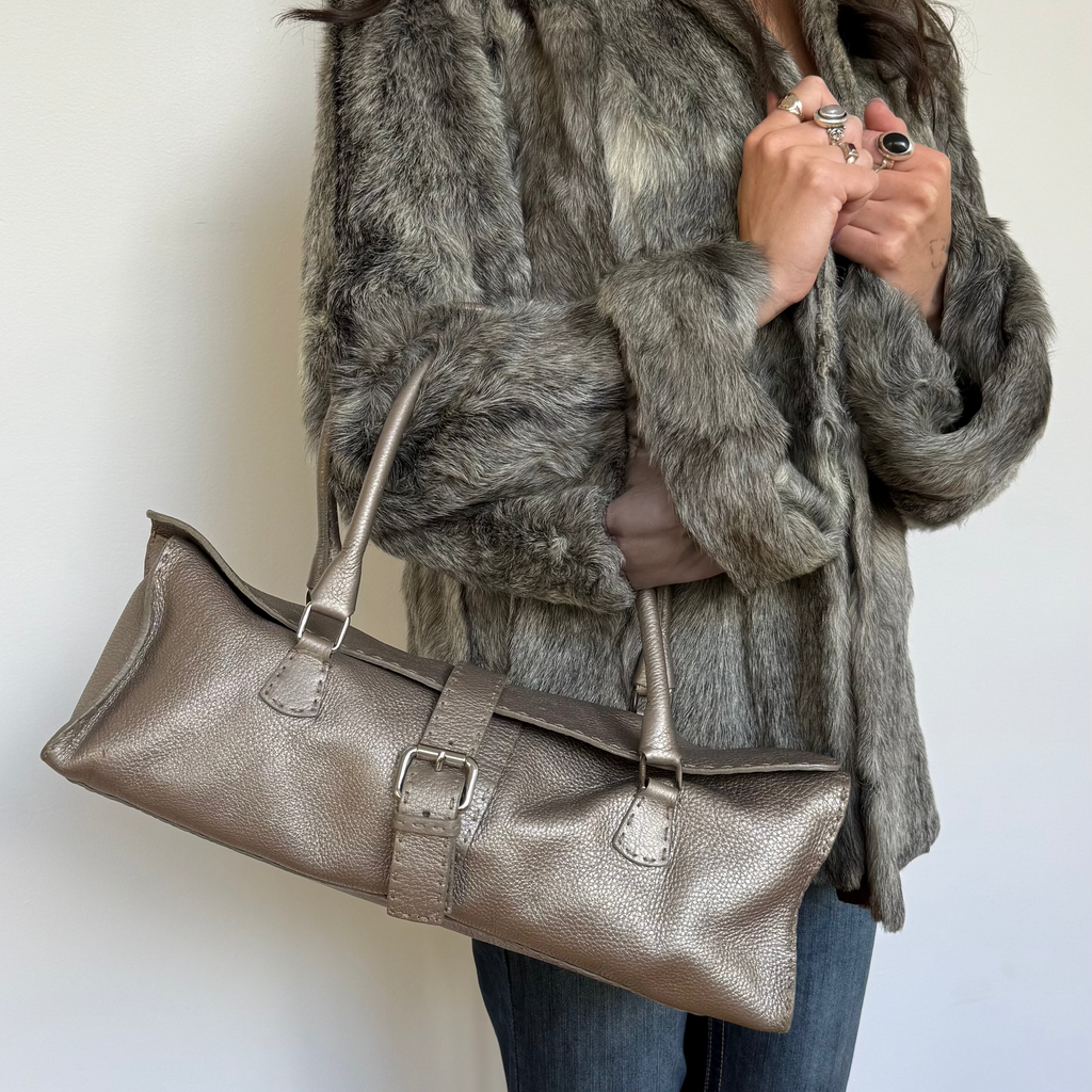 Fendi Selleria Metallic Leather Shoulder Bag