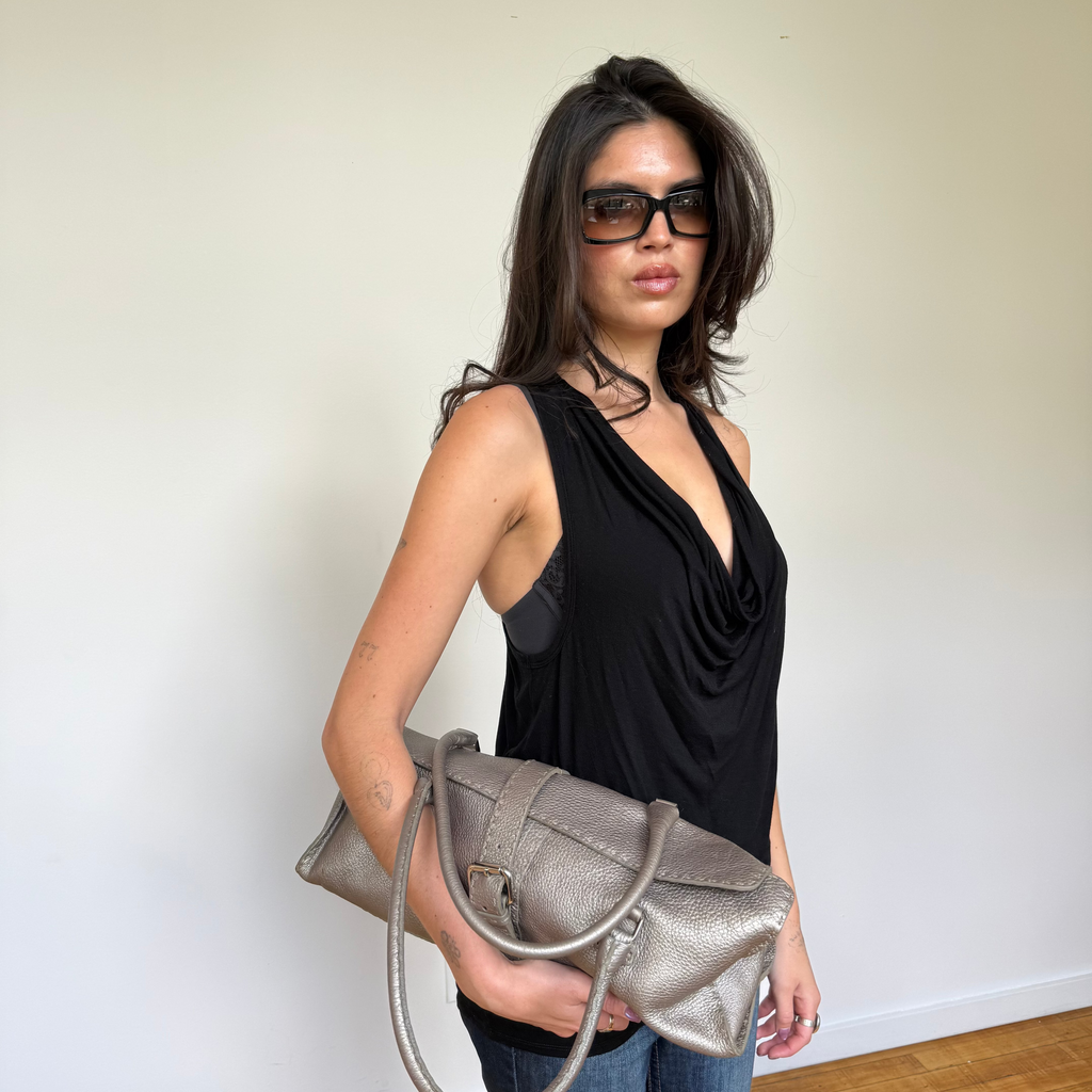 Fendi Selleria Metallic Leather Shoulder Bag