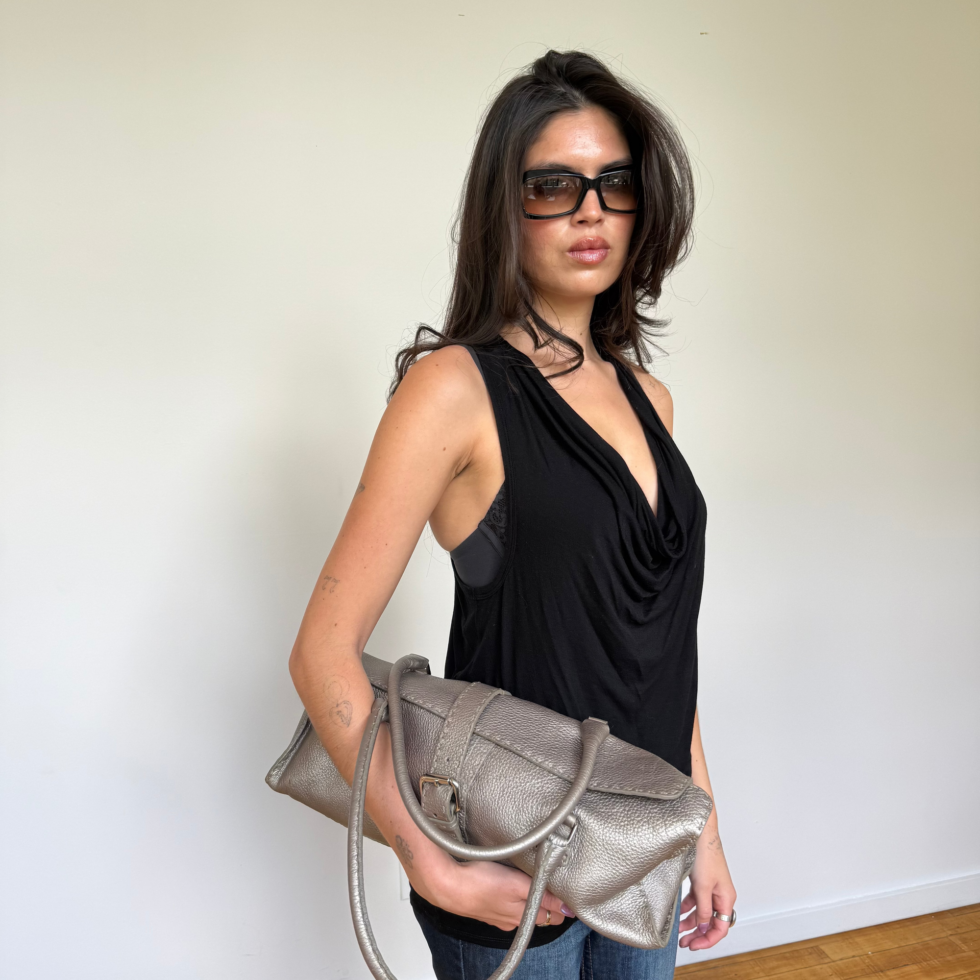 Fendi Selleria Metallic Leather Shoulder Bag