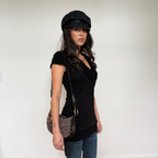 Coach Black Signature Jacquard Newsboy Cap